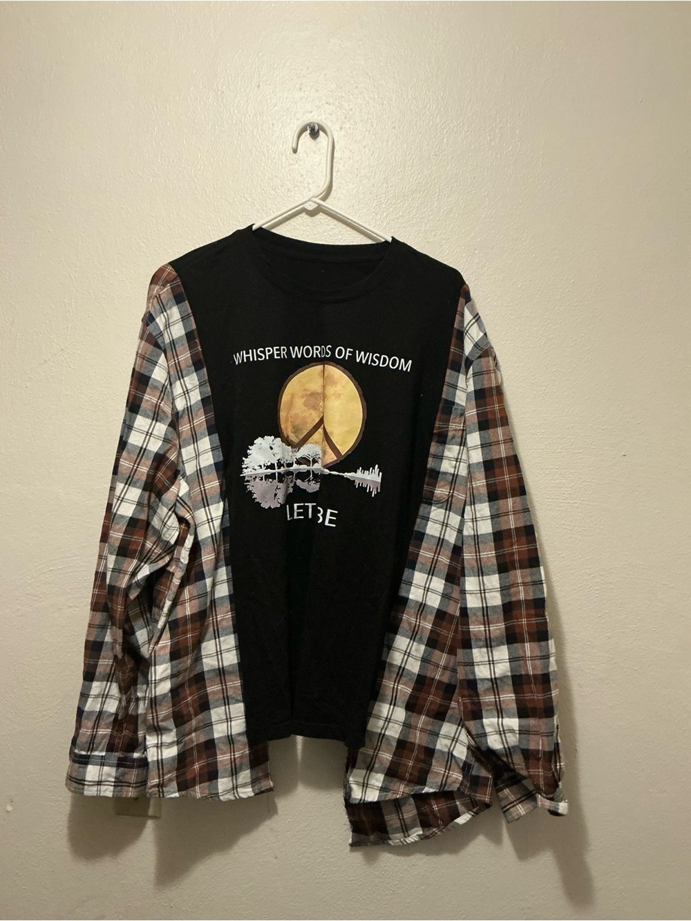 Handmade Flowy Mashup Plaid Shirt – Navy/Brown/White | Plus Size Friendly